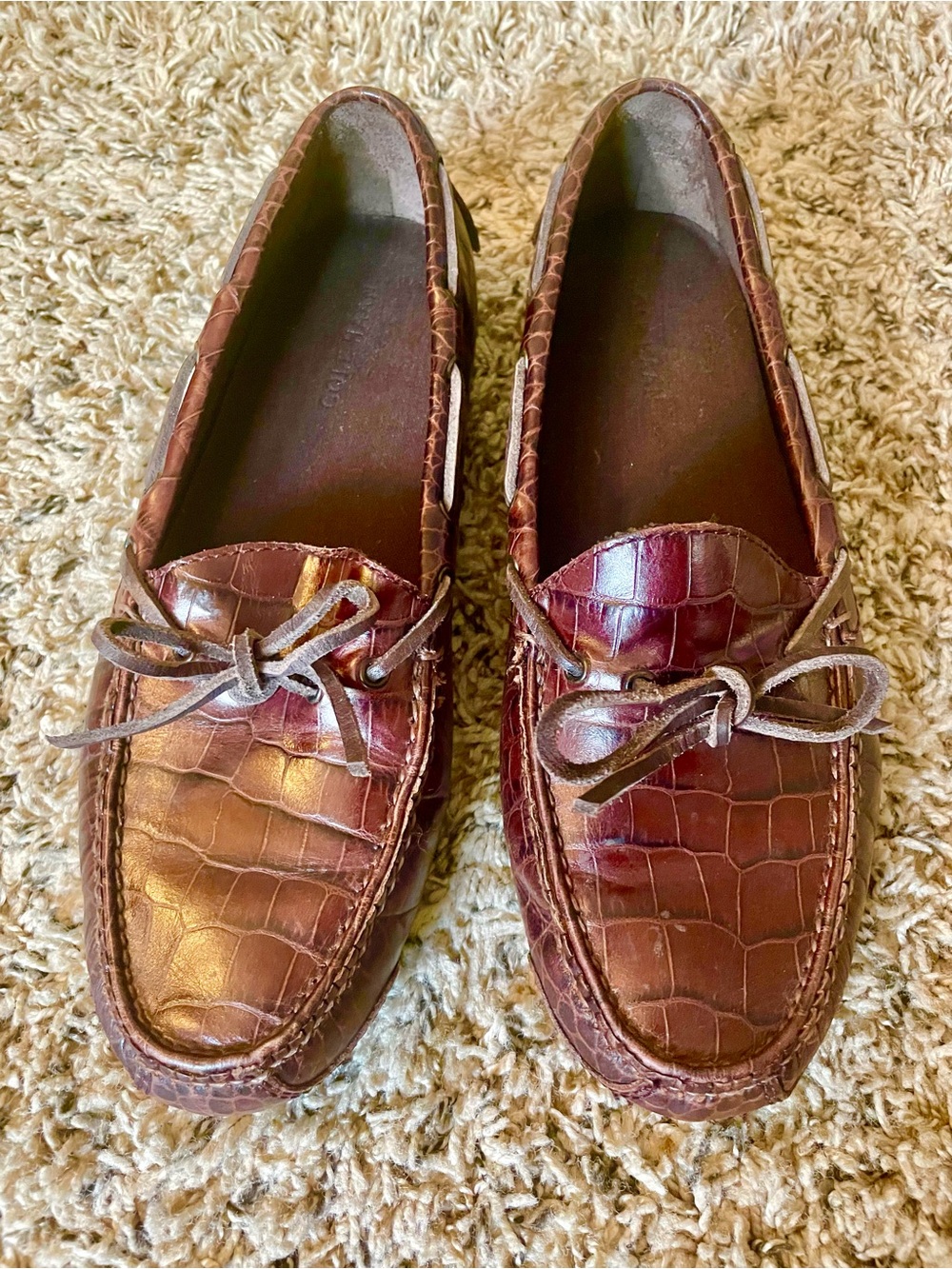 Cole Haan Men's Croc-Embossed Leather Loafers in Dark Brown
